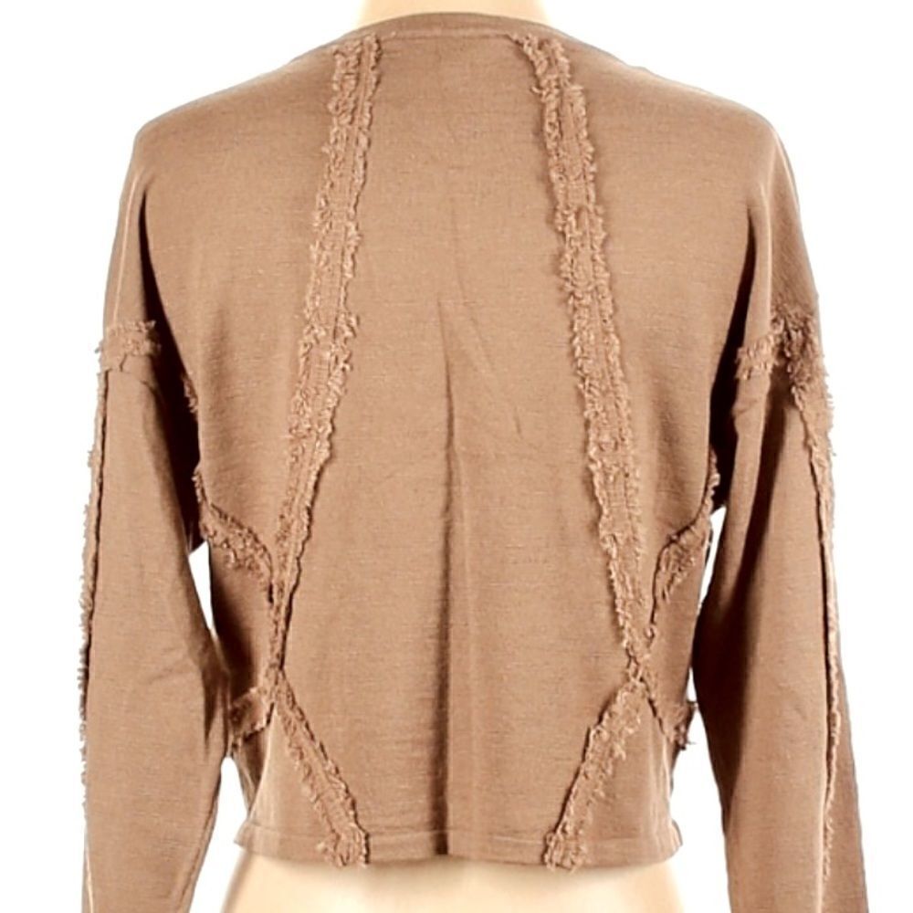 Amaryllis Brown Fringed Crop Top Size Small - Picture 7 of 9